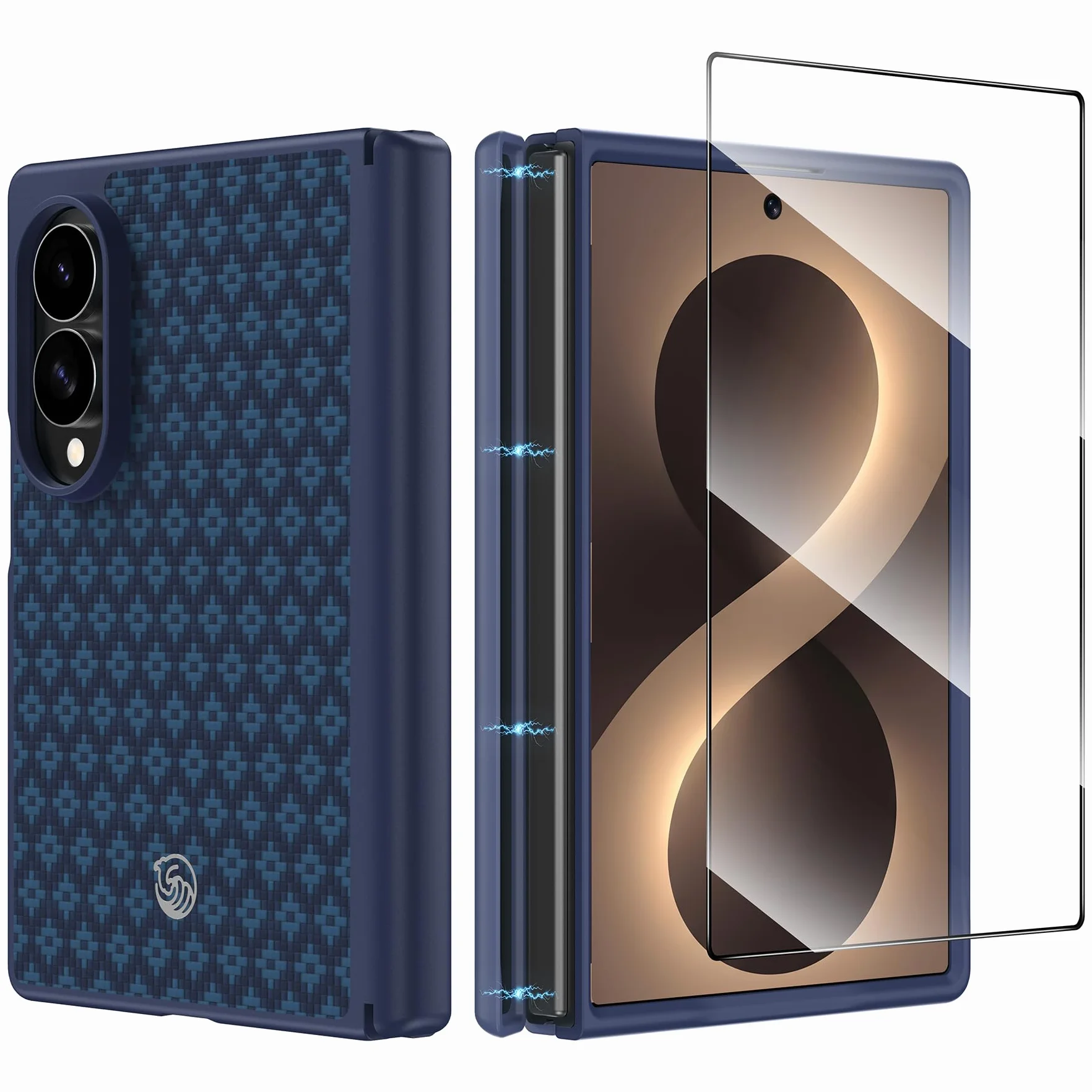 BENKS Magnetyczne Etui do Samsung Galaxy Z Fold 8 Wstrząsy Etui | Z Ochroną Zawiasu i folią Ochronną na Ekran, Wykonane z włókna Kevlar i TPU, Ochrona Przed Upadkiem Klasy Wojskowej