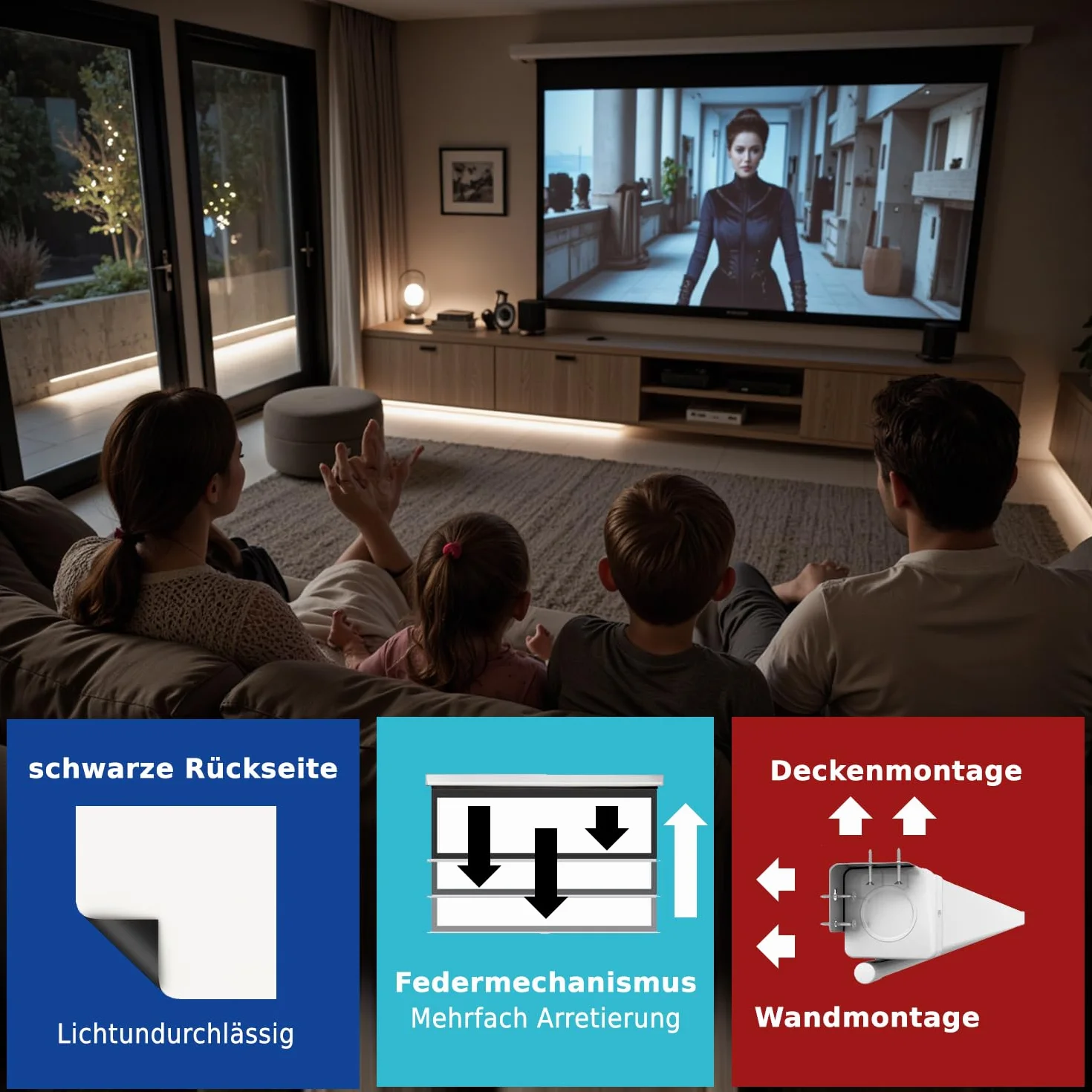 SlenderLine Professional roleta 274 x 224 cm, rozmiar obrazu 4:3, obudowa: 287 cm, uniwersalny ekran projekcyjny do kina domowego i prezentacji, montaż na suficie i ścianie