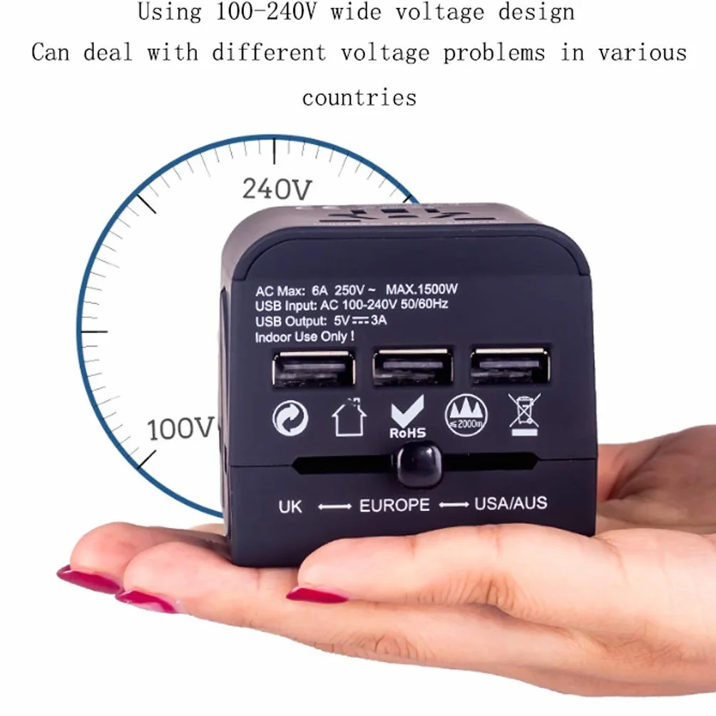 Universal Power Adapter Plug Międzynarodowa ładowarka z 3 Usb. Porty ładujące, ogólnoświatowy adapter podróży (Color : F)