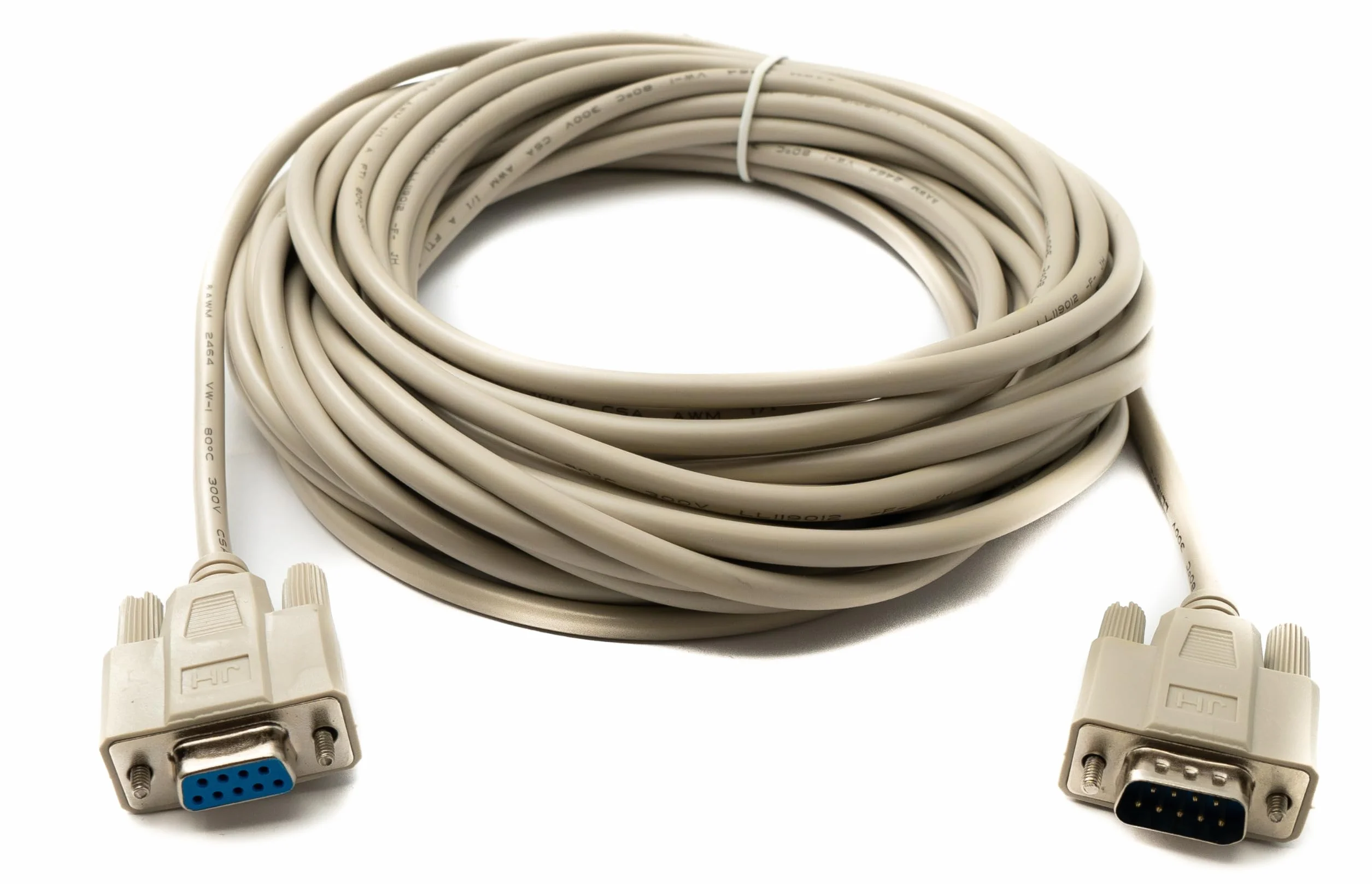 System-S D Sub kabel modem zerowy 10 m 9 pin wtyczka do gniazda RS232 DB9 adapter w kolorze szarym