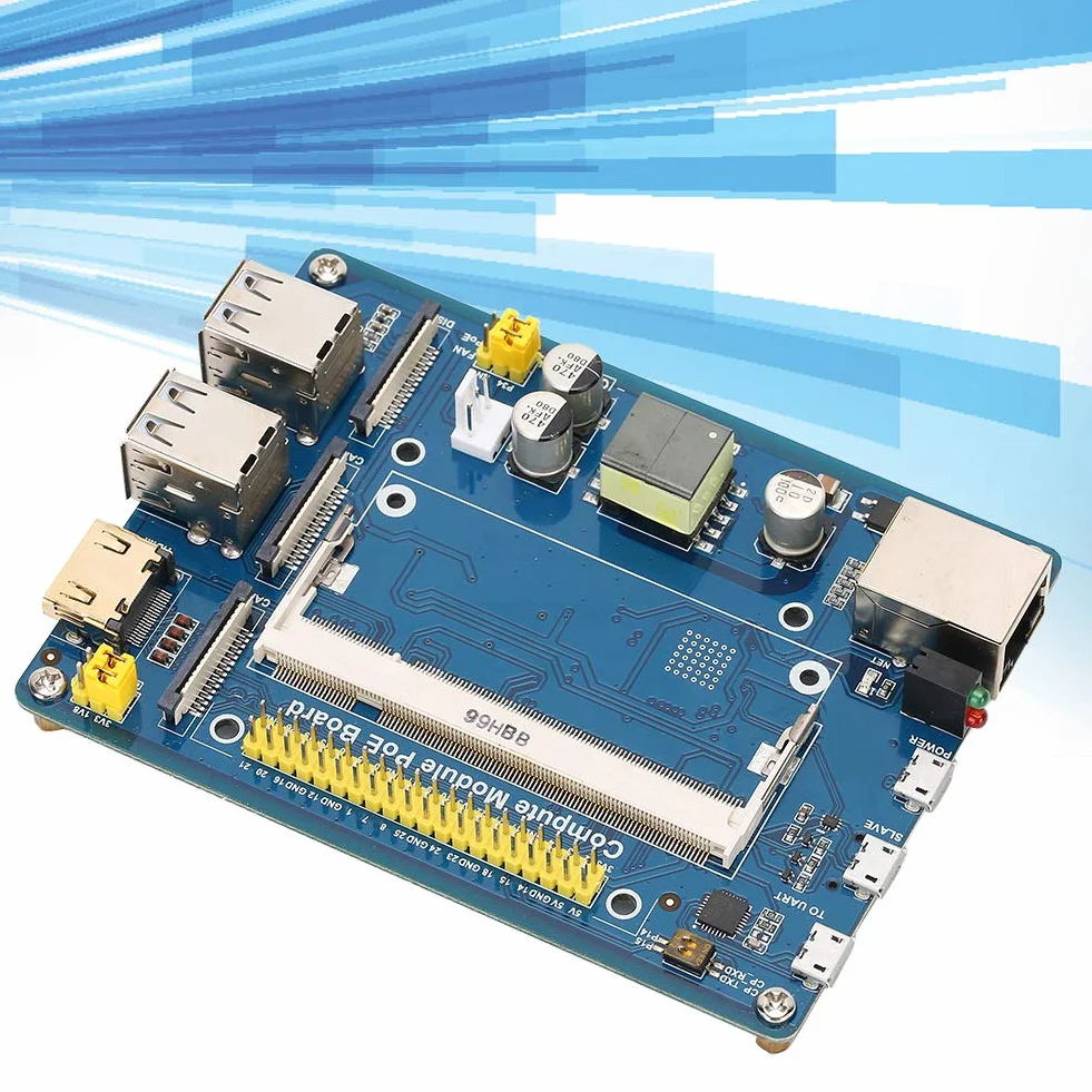 lyrlody Karta rozszerzeń dla PCB Moduł rozszerzeń POE z 4 Portami USB 10 100M Ethernet DSI 2 CSI USB na UART dla CM3 3Lite 3 do Debugowania Projektów z Kamer Wyświetlających (Karta rozszerzenia