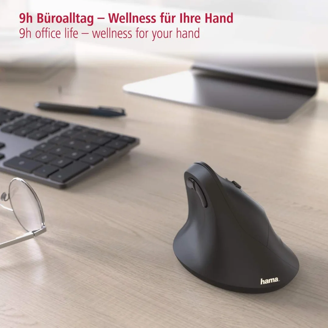 Hama Bezprzewodowa mysz ergonomiczna 6 przycisków 3600 DPI czarny