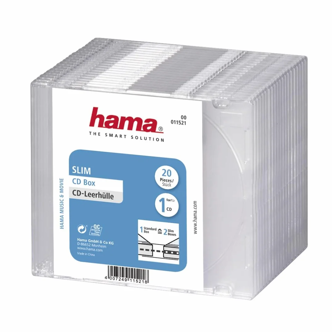 Hama Cienkie pudełko na płyty CD 20 sztuk przezroczyste