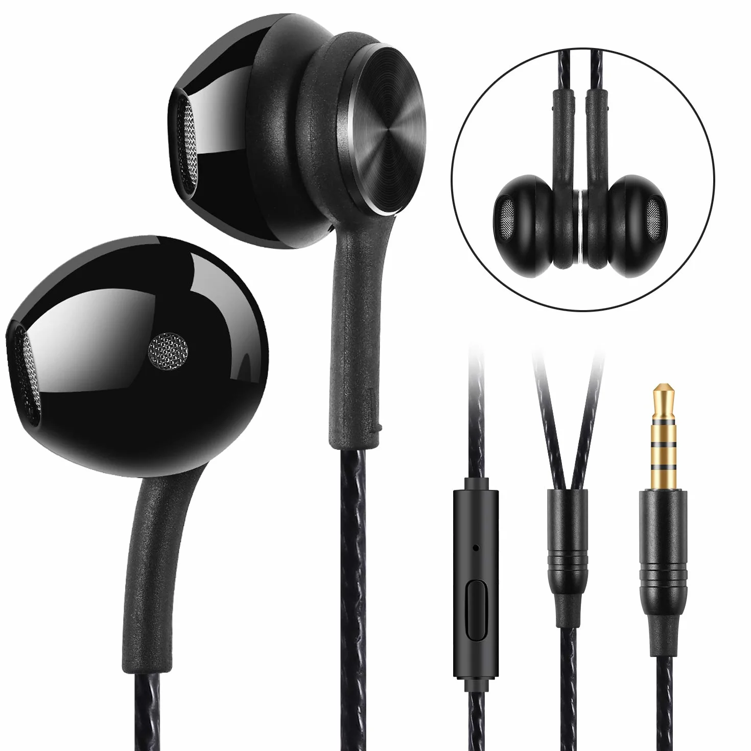 Słuchawki Magnetyczne Douszne Wtyczka 3,5 mm, Przewodowe Z Mikrofonem Hd, Kontrolerem, Izolacja SzumóW I Wysoka Rozdzielczość, Czysta Rozmów, Do Samsung, LG, Xiaomi, Sony, Huawei, Mp3