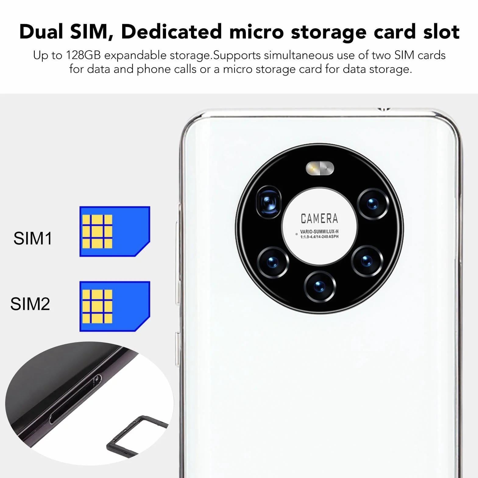 Telefon Komórkowy 4GB RAM 64GB ROM Odblokowany Smartfon Szkło 3500mAh 32MP Kamera Tylna Podwójne Karty Podwójny Tryb Gotowości na Komputer Stacjonarny (Wtyczka UE)