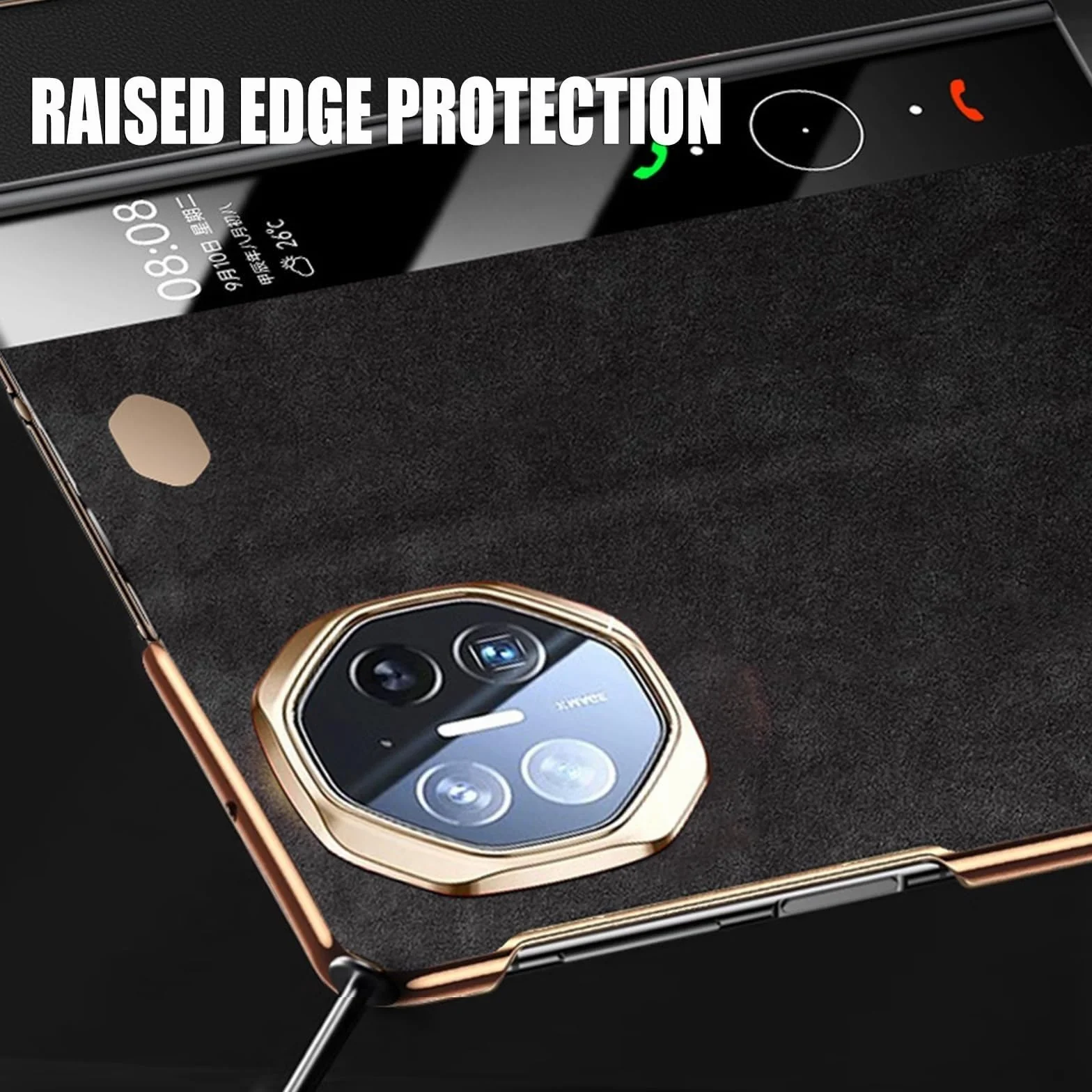 Etui do Huawei Mate XT, prawdziwa skóra, etui na telefon komórkowy, z klapką, magnetyczne, odporne na uderzenia, etui na telefon komórkowy Smart Window (zielone)
