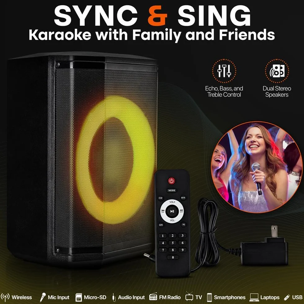 Pyle Audio Bluetooth Party Speaker - Big Speaker with True Wireless Stereo System - Enjoy Powerful Bass and Clear Treble - Party Bluetooth Speaker with Carry Bag and Tripod