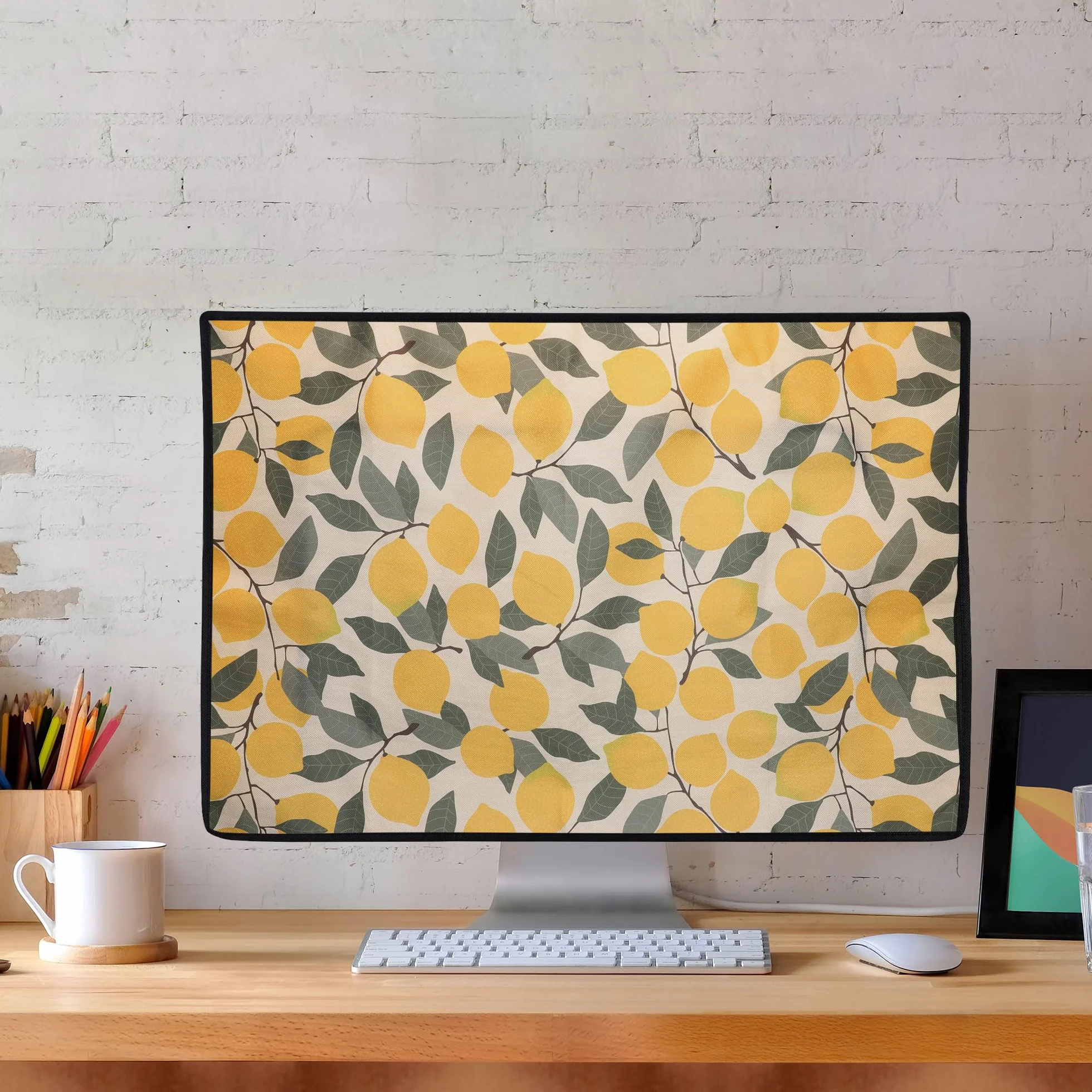 kwmobile Pokrowiec na monitor 68.6-71.1 cm cytryny żółty zielony beżowy