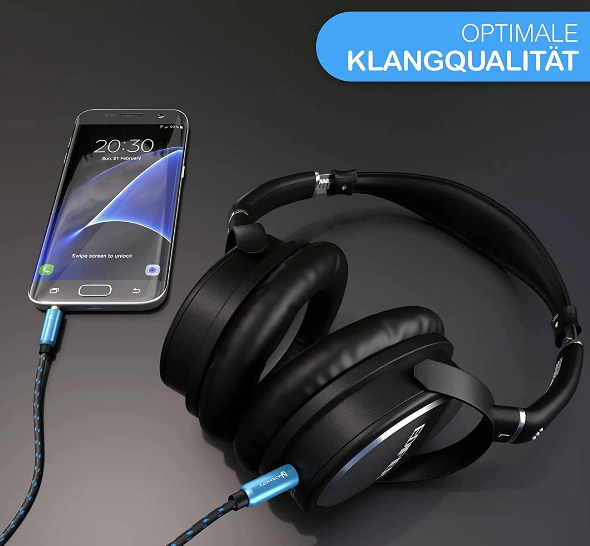 Kabel Ultra HDTV Premium AUX — 2-metrowy kabel jack z wtyczką jack 3,5 mm do 3,5 mm, stereofoniczny kabel audio z ochroną przed zagięciem, nylonowa osłona, w pełni metalowe wtyczki i pozłacane styki