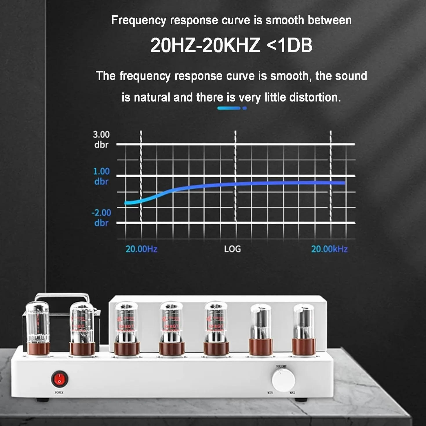 Wzmacniacz lampowy stereo, wzmacniacz mocy 9 W x 2 RMS z lampą próżniową, z Bluetooth 5.0, pasmo przenoszenia 20 Hz-20 kHz, niskie zniekształcenia, do głośników domowych i zewnętrznych
