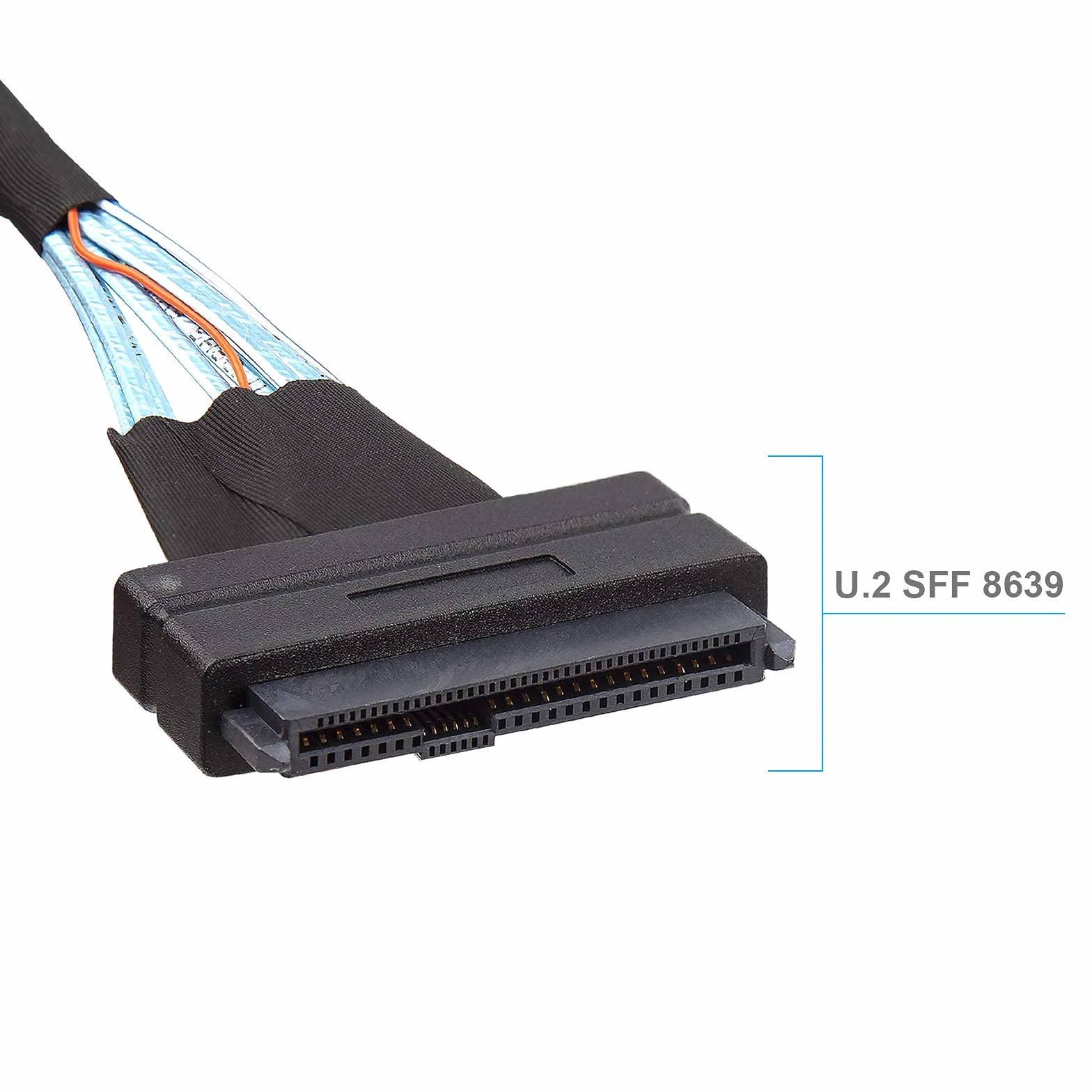 10Gtek 12G Wewnętrzny Kabel Mini SAS SFF-8643 do U.2 SFF-8639 NVMe SSD z 15 pinowym złączem zasilania SATA, PCIe 4.0, 85 Ohm, 1m/3.3ft