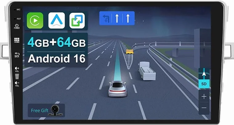 KEC 9" Android 14 radio samochodowe do Toyota Verso E'z 2010-2015-z bezprzewodowym Apple CarPlay|Android Auto|Mirror Link|nawigacja GPS | Bluetooth 5.0|WiFi |USB|Navi|FM+kamera cofania