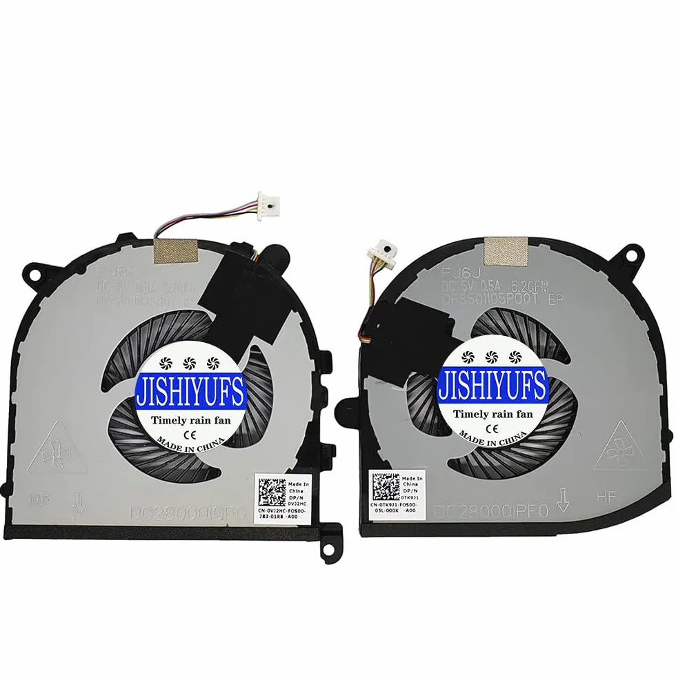 Wymiana nowego wentylatora CPU+GPU do DELL XPS 15 9560 Precision 5520 Series 0VJ2HC 0TK9J1 DFS501105PR0T FJ6P DFS501105PQ0T FJ6J DC5V wentylator
