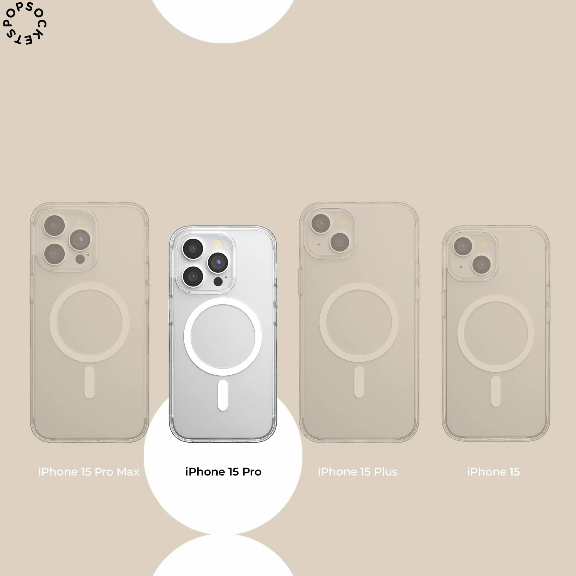 PopSockets Etui iPhone 15 Pro MagSafe, etui na telefon z bezprzewodowym ładowaniem - bursztynowe