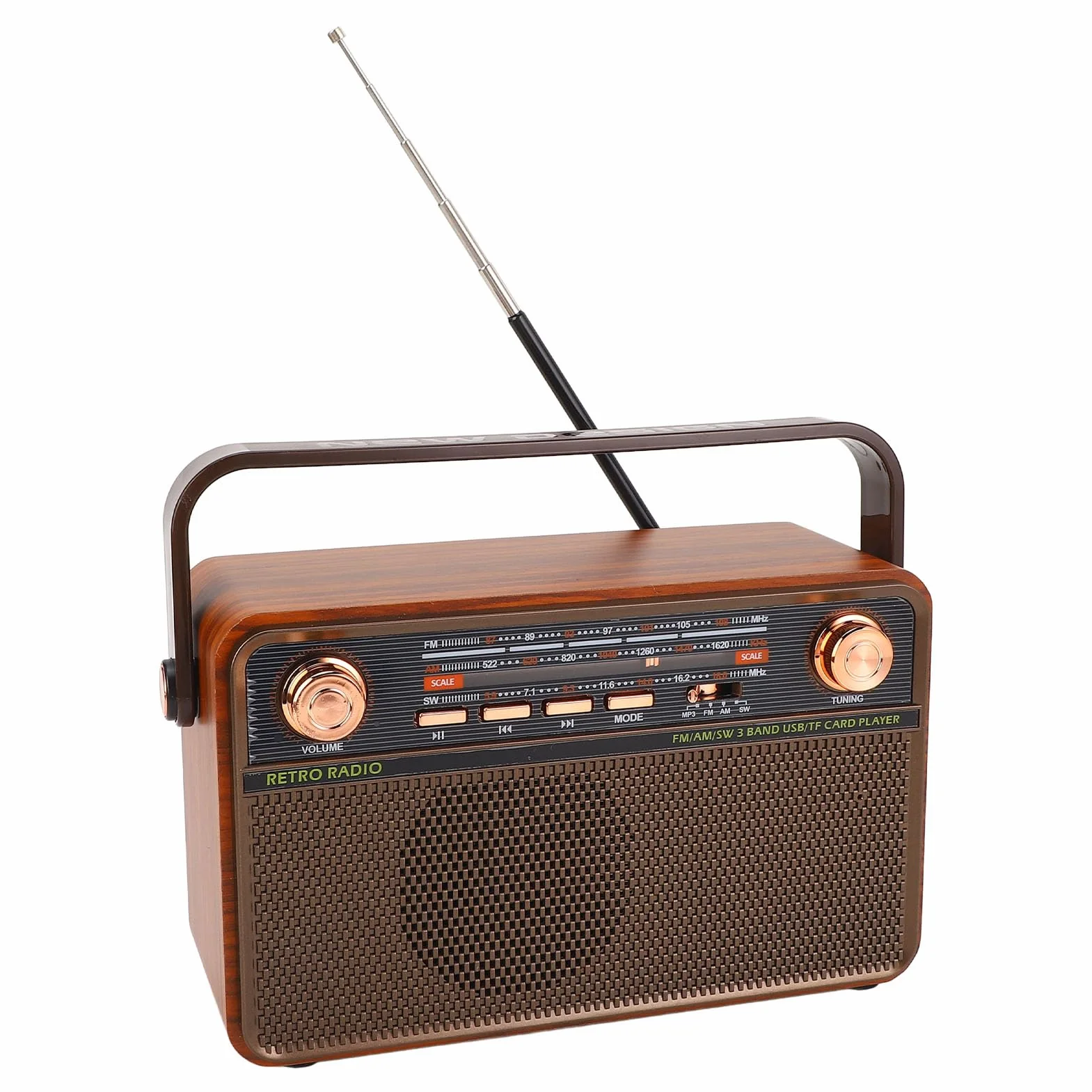 Przenośne Cyfrowe Radio AM FM, Głośnik 4-in-w-1 Wieloskładnikowy Głośnik Radiowy z Gniazdem Karty USB/SD i długą anteną teleskopową do Domu na Wypadek (wtyczka UE)