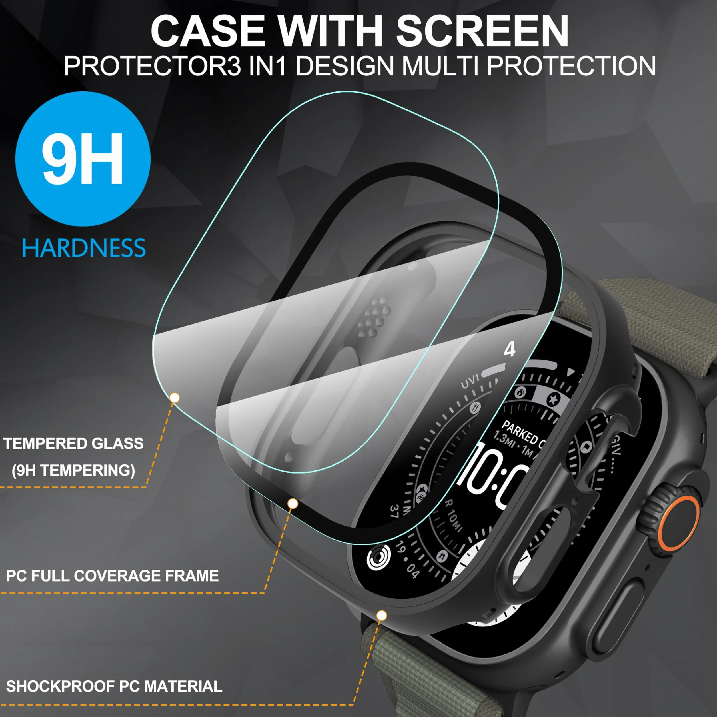 Diruite 2-Pack do Apple Watch Ultra 3/2/1 49mm Etui Ochronny, Twardy PC All-Round Screen Protector Ultra Cienki Futera? Case do iWatch Ultra/Ultra 2 49mm Panzerfolie Ochronny