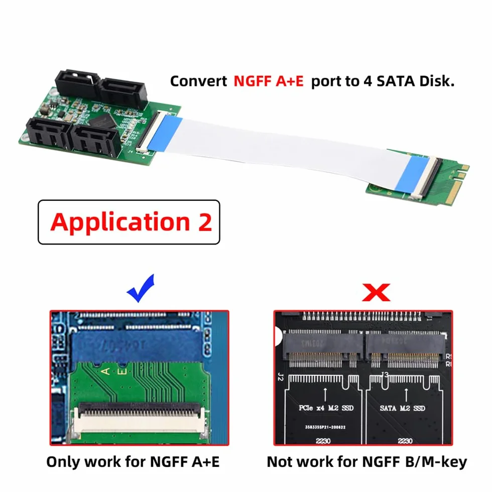 Mini PCI-E PCI Express i NGFF A+E klucz do SATA 3.0 cztery porty adapter kabel 6 Gb/s dysk twardy karta przedłużająca do SSD