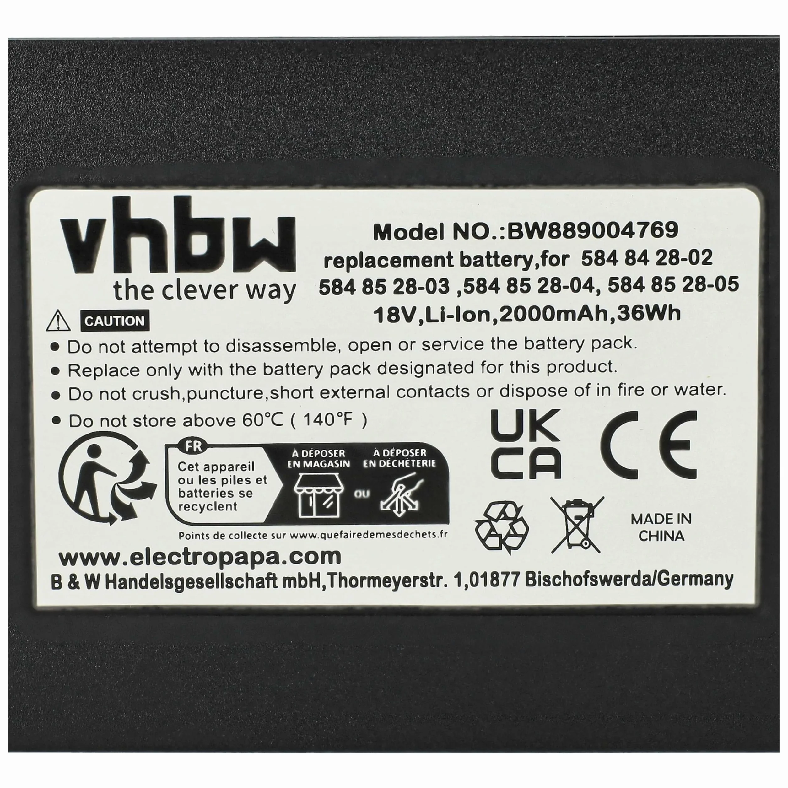 vhbw Bateria zamienna do Husqvarna 5902142-03, 5902142-04, 590 81 01-01, 590 21 42-03, 590 21 42-04 do robota trawnikowego (2Ah, 18V, litowo-jonowa)