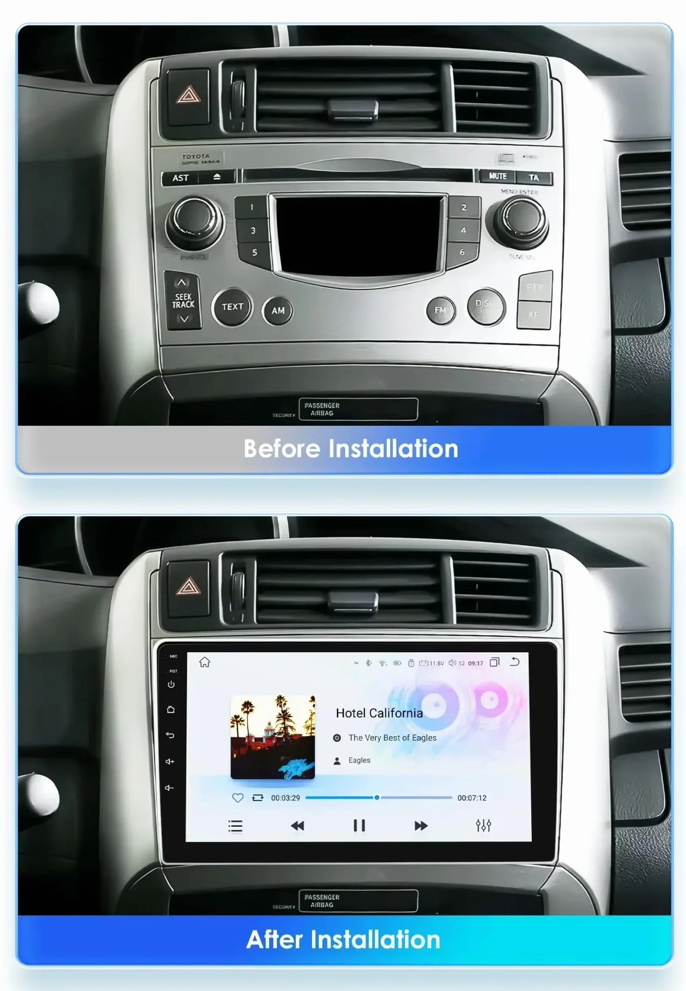 Radio samochodowe Android 15 2 DIN z 9-calowym ekranem dotykowym do Toyoty Corolla Verso 2009-2018 z kamerą cofania/Carplay/BT/FM/GPS/USB/WIFI/sterowaniem z kierownicy/audio samochodowe (EP6