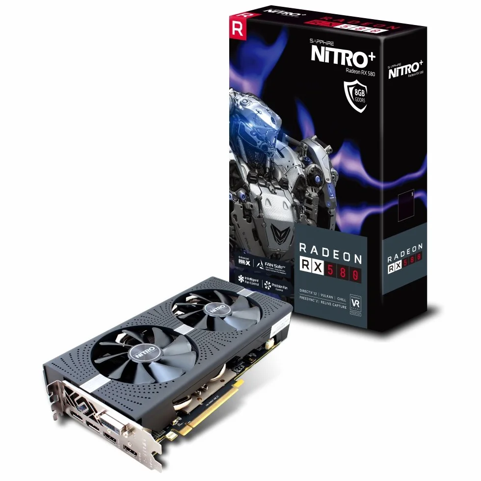 Sapphire 11265-01-20G Karta Graficzna Radeon RX 580 Armor OC 8GB AMD GDDR5, Czarny