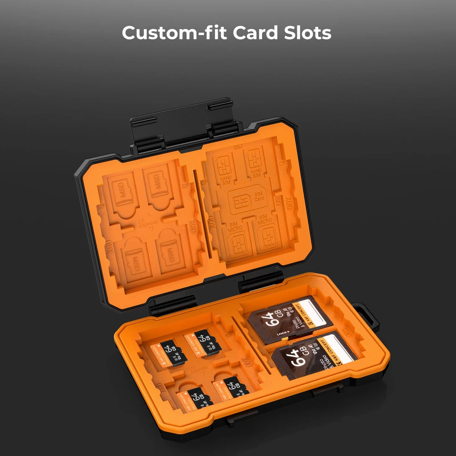 K&F CONCEPT Etui ochronne na karty pamięci z 29 przegródkami, wodoodpornym i odpornym na uderzenia, na 12 micro SD, 4 SD, 4 x CF/XQD, 2 nano SIM