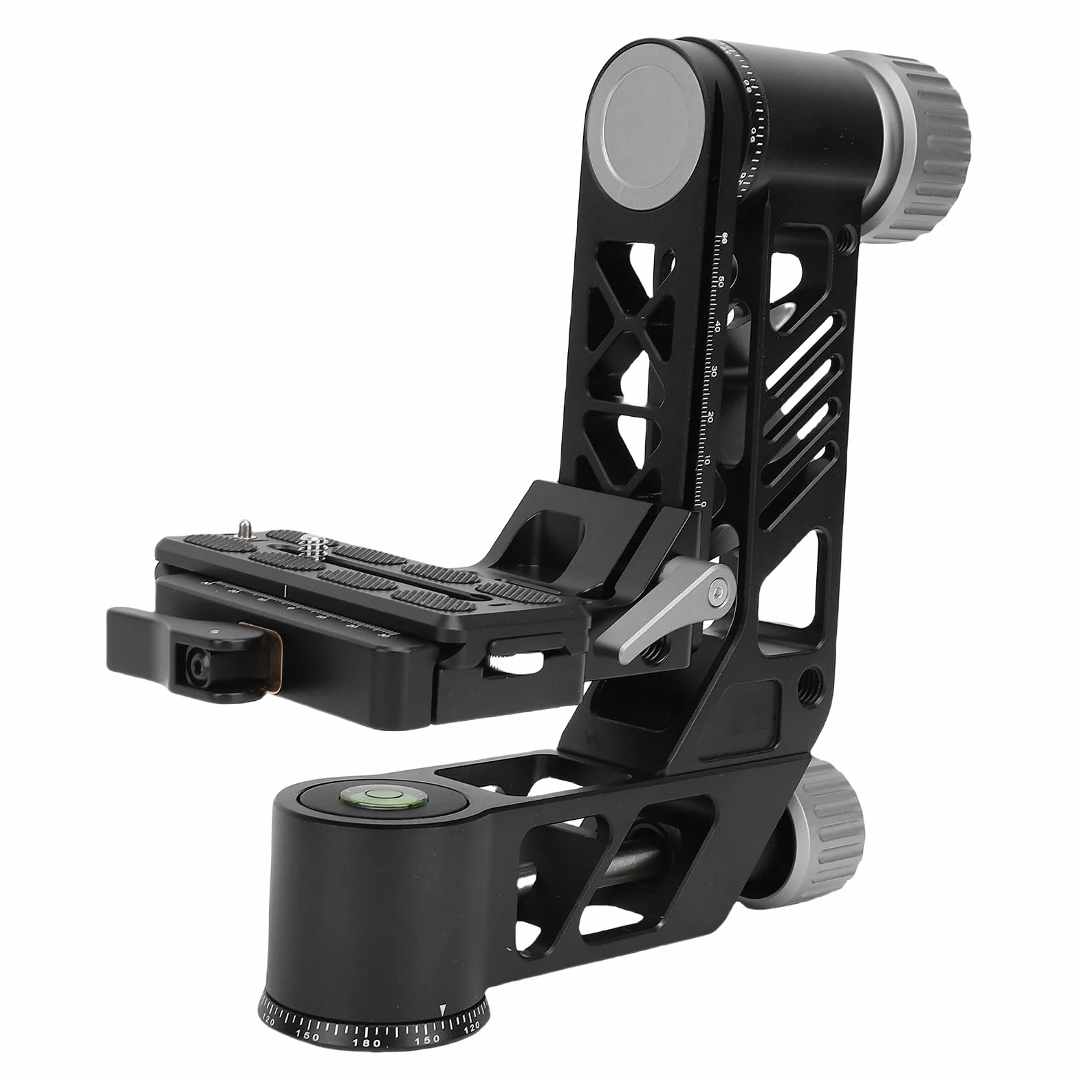 Naroote Głowica Statywu do Lustrzanki Cyfrowej, Panoramiczny Stabilizator Statywu 360 Stopni, Wytrzymała Płyta ze Stopu Aluminium o Udźwigu 55,1 Funta z Zatrzaskami Quick Flip, Wszechstronna