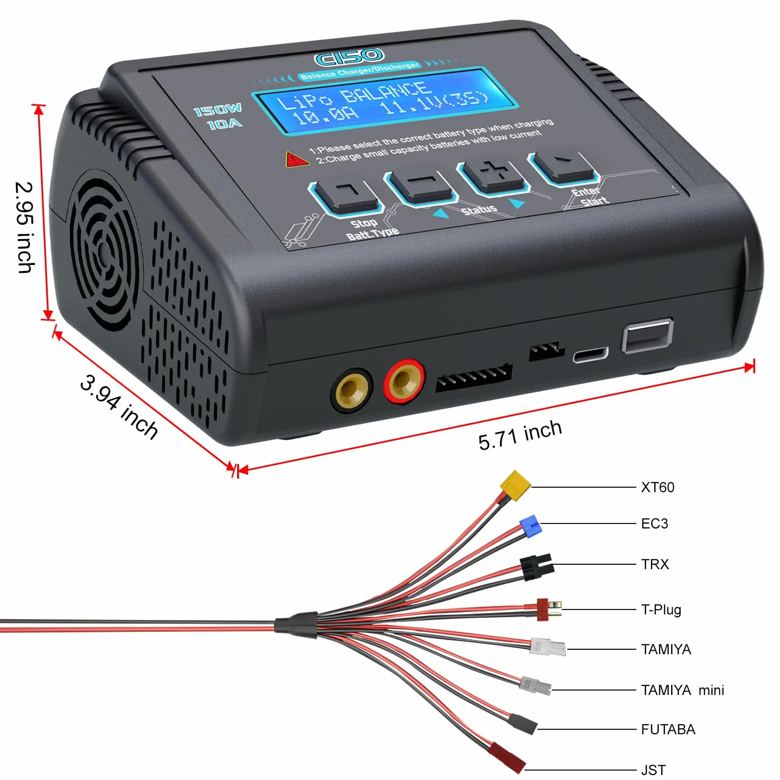 Haisito Ładowarka balansowa High Power 150 W 10 A AC/DC, wielofunkcyjna ładowarka do LiPo NiCd Li-Ion Li-Fe NiMH LiHV PB Smart