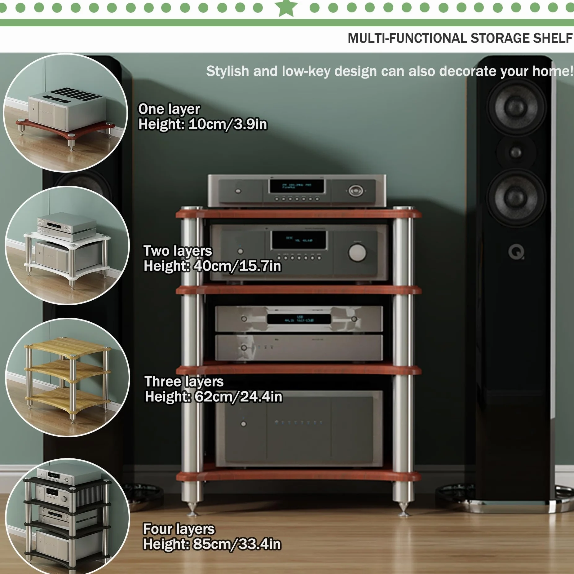 Stojak Ste CabinetStand 1, 2, 3 i 4 poziomy, stojak do gier AV, stojak O-Video, Nizer AV uchwyt na konsolę do gier, stojak na wieżę, stojak na gramofon Stoma (biały, 60