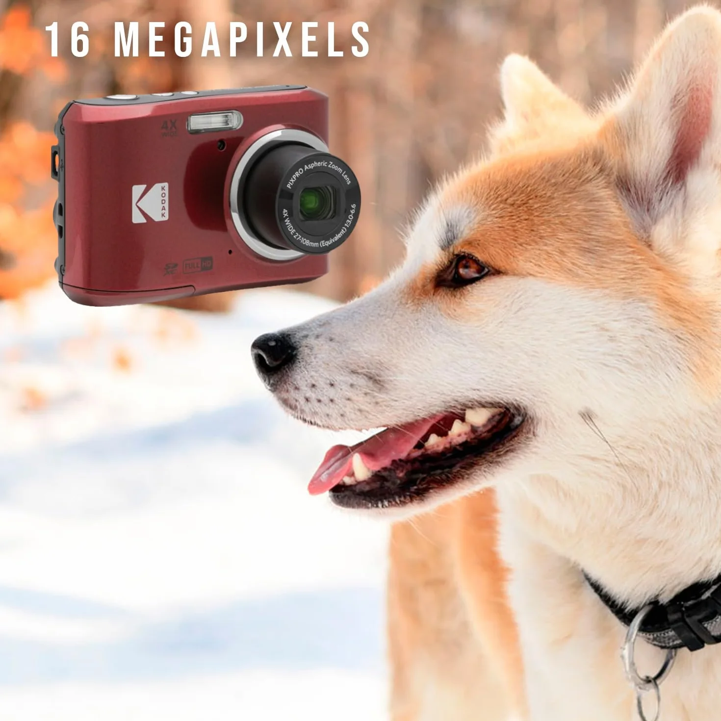 Kodak PIXPRO FZ45 Friendly Zoom aparat cyfrowy (czerwony) zestaw z kartą pamięci 32 GB, organizer podróżny i etui do przechowywania, baterie alkaliczne i czytnik SD (5 sztuk)