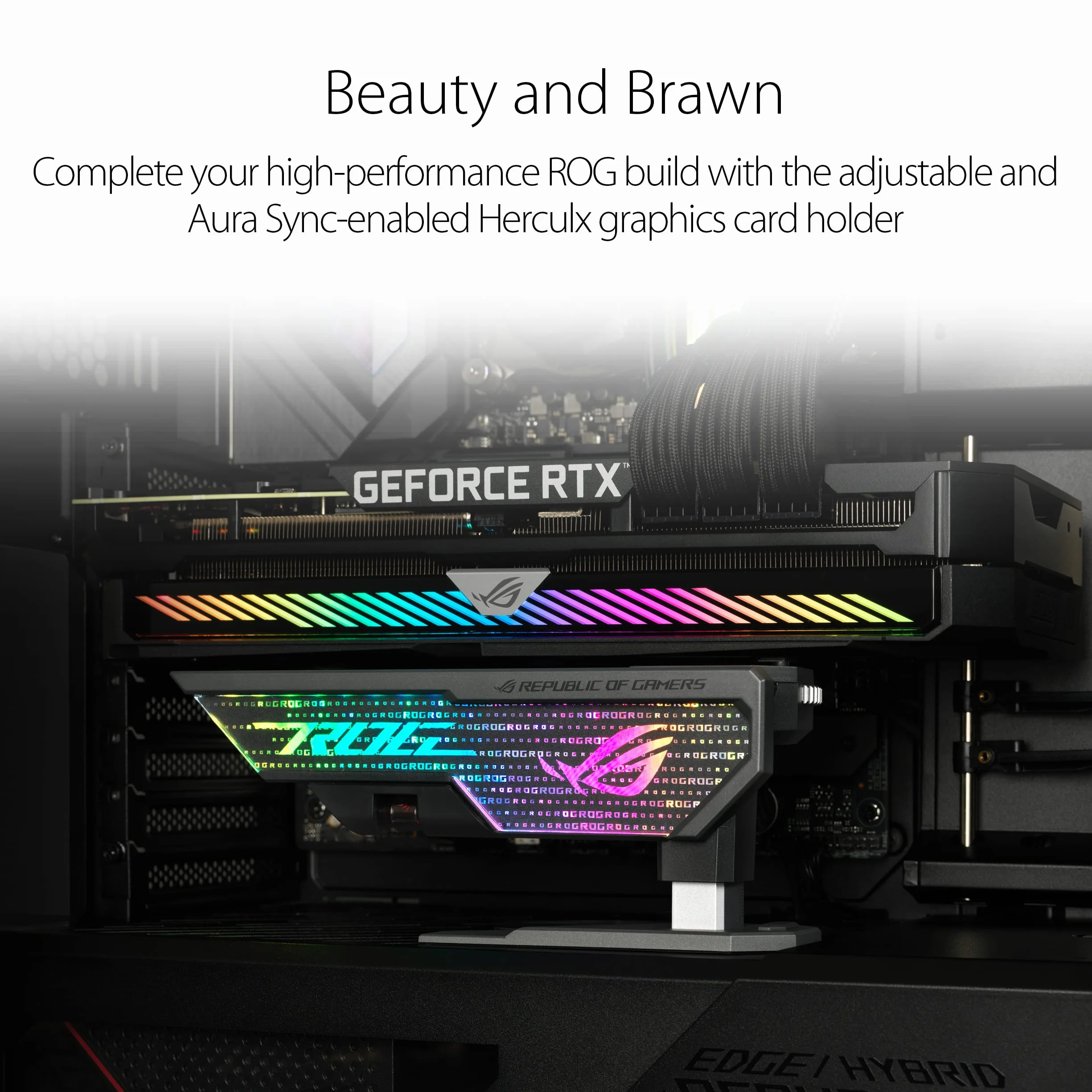 Asus Rog Herculx 90DA0020-B09000 Wsparcie dla Karty Graficznej, Nero, 72-128mm