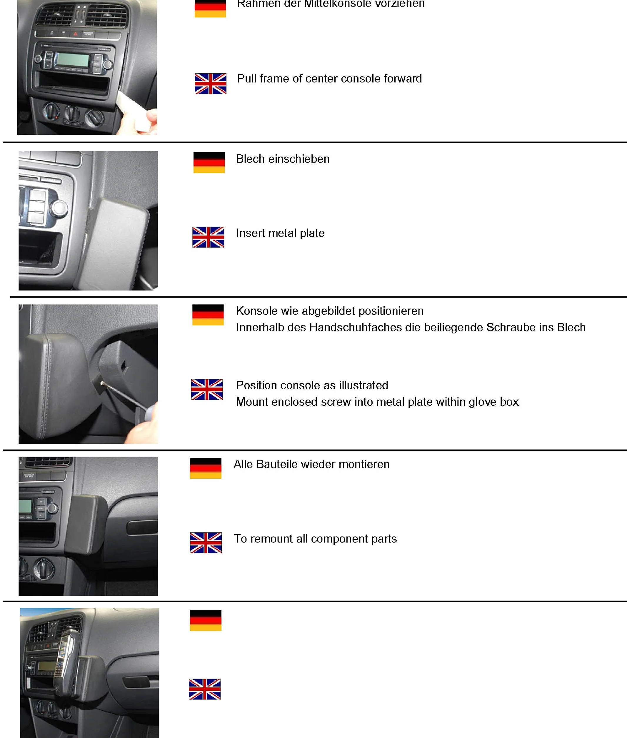 KUDA 096725 uchwyt sztuczna skóra czarny do VW Polo V (6R/6C) od 06/2009 do 2017