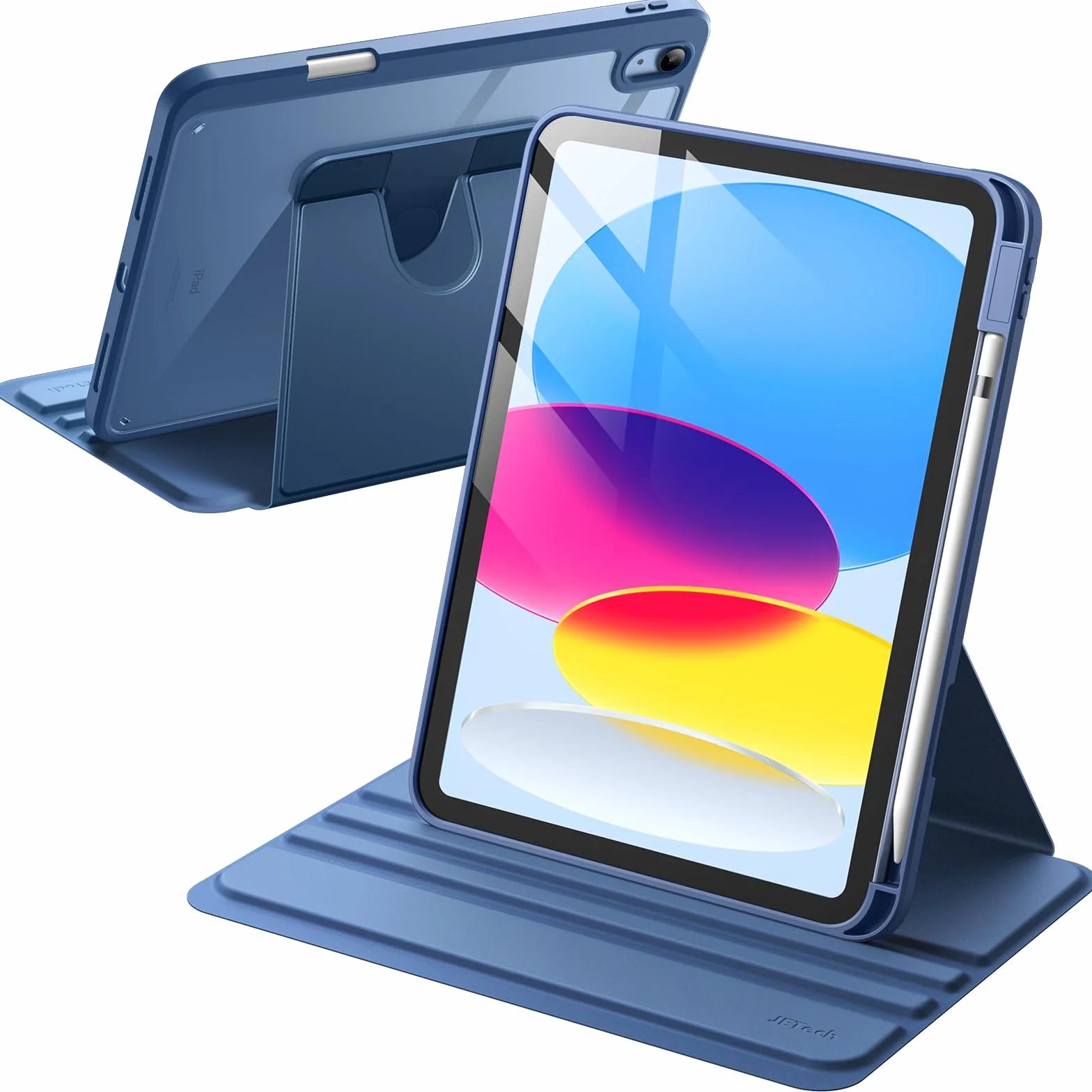 JETech Obrotowe Etui dla iPad (A16) 11./10. Generacja (2025/2022) z Pencil Uchwyt, Obrotowa o 360 Stopni Stojaka Ochronnego Osłona Przejaśniać Tył, Automatycznie Budzi/Spać (Granatowy)