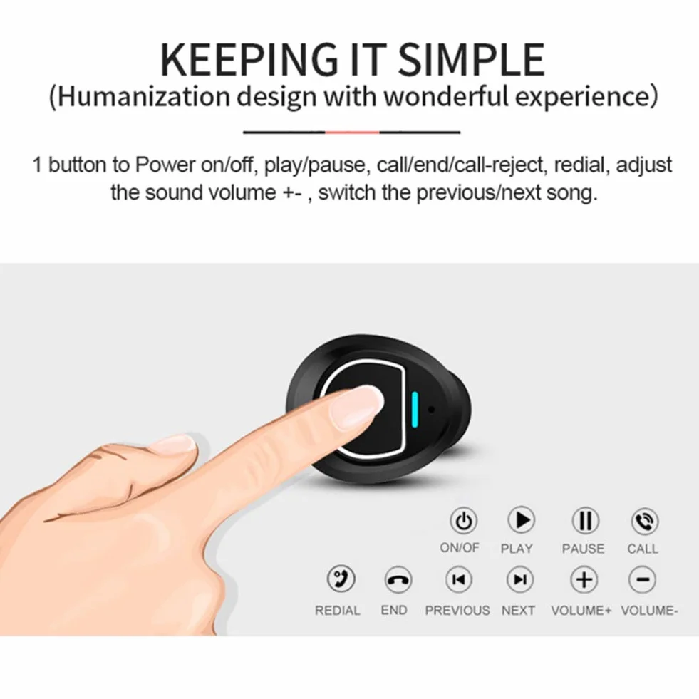 StereoBluetooth 5.0 sportowe słuchawki douszne z futerałem, bezprzewodowe, do iPhone Samsung Huawei, z mocnym powerbankiem, wodoszczelne IPX6, mikrofon, Sport, Blue