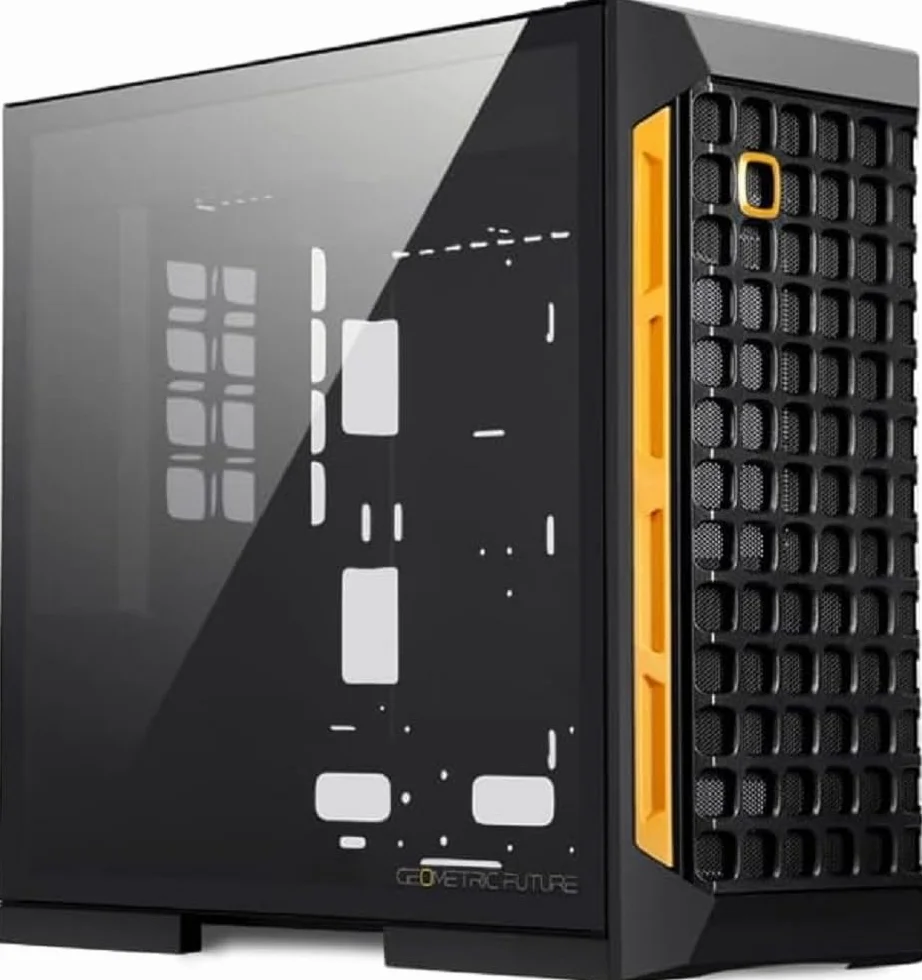 Geometric Future M6 Raphael Mid Tower, obudowa PC, pionowa konstrukcja kanału powietrznego, obsługa 12" x 11" E-ATX, 360, pionowy uchwyt GPU, czarny, GEO-M6-RA