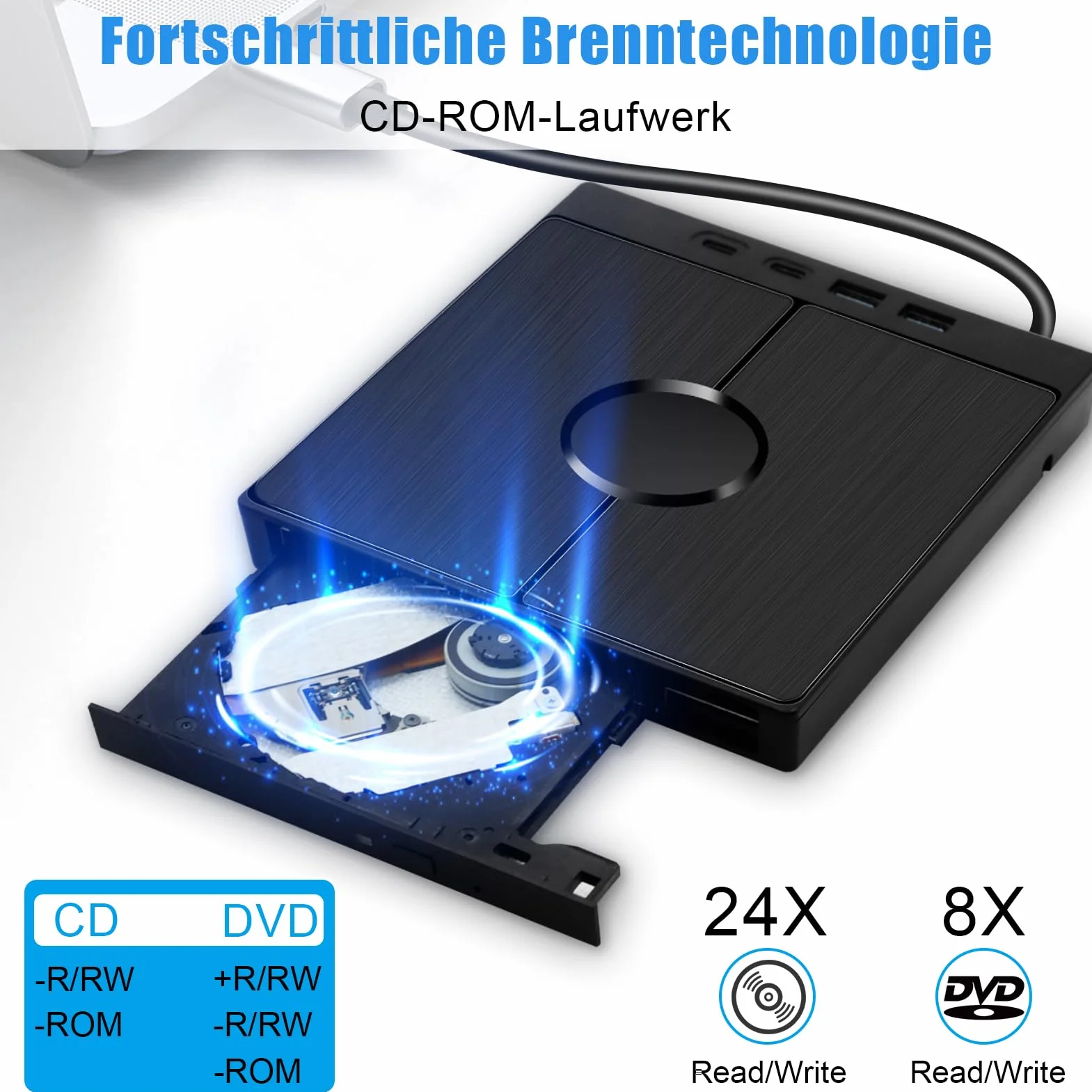 Zewnętrzny napęd DVD USB 3.0 SD/TF do laptopa MacBook Windows Linux