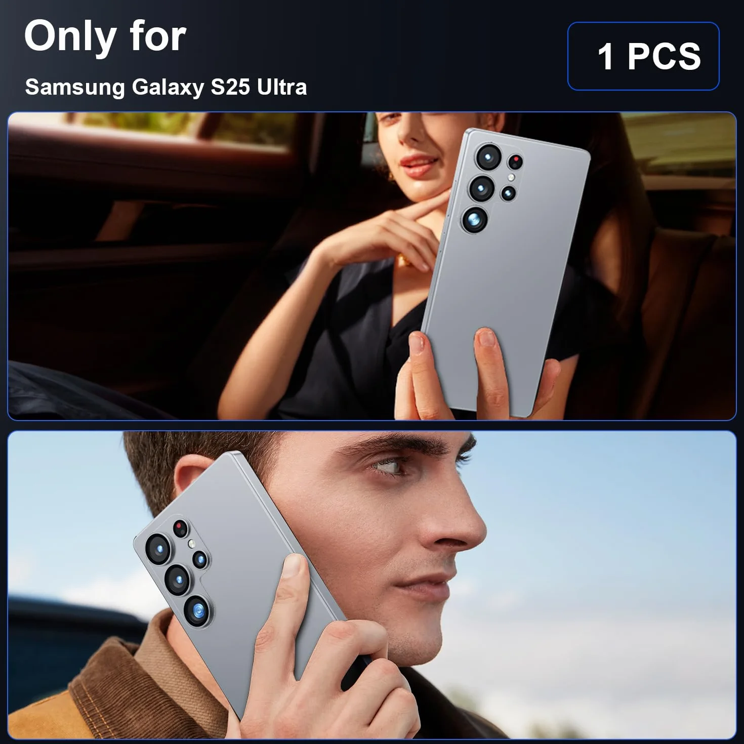 WSKEN Osłona obiektywu aparatu Samsung Galaxy S25 Ultra - matowa [test odporności na pękanie] 9H szkło hartowane osłona ekranu aparatu odporna na zarysowania metalowa osłona pierścieniowa 5G akcesoria