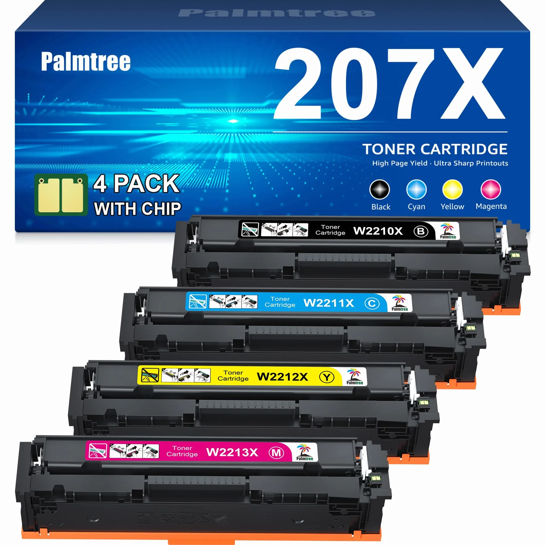 Palmtree 207X z chipem toner kompatybilny z HP 207X 207A czarny do HP Color Laserjet Pro MFP M283fdw Toner do Color Laserjet Pro M255dw M282nw M283fdn M255nw M283 M282 M255 W2210A W2210X -44