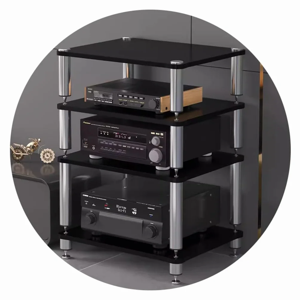 Stojak na audio HiFi i półka AV – 2/3/4-poziomowy solidny stojak na odtwarzacze płyt, komponenty multimedialne i systemy kina domowego - amortyzujące stopy, stylowy design