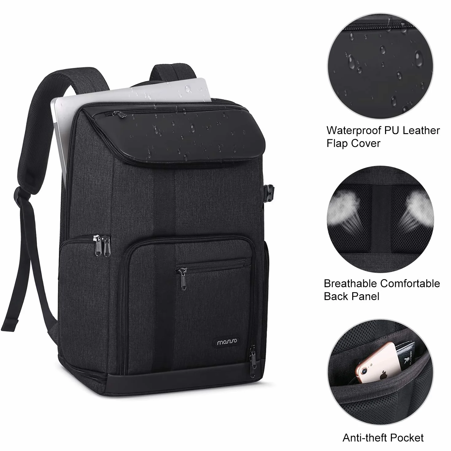 MOSISO Plecak na aparat 43.9 cm, DSLR/SLR/Mirrorless Case Duża męska / damska torba na aparat fotograficzny z kieszenią na laptopa i uchwytem na statyw i osłoną przeciwdeszczową kompatybilna z