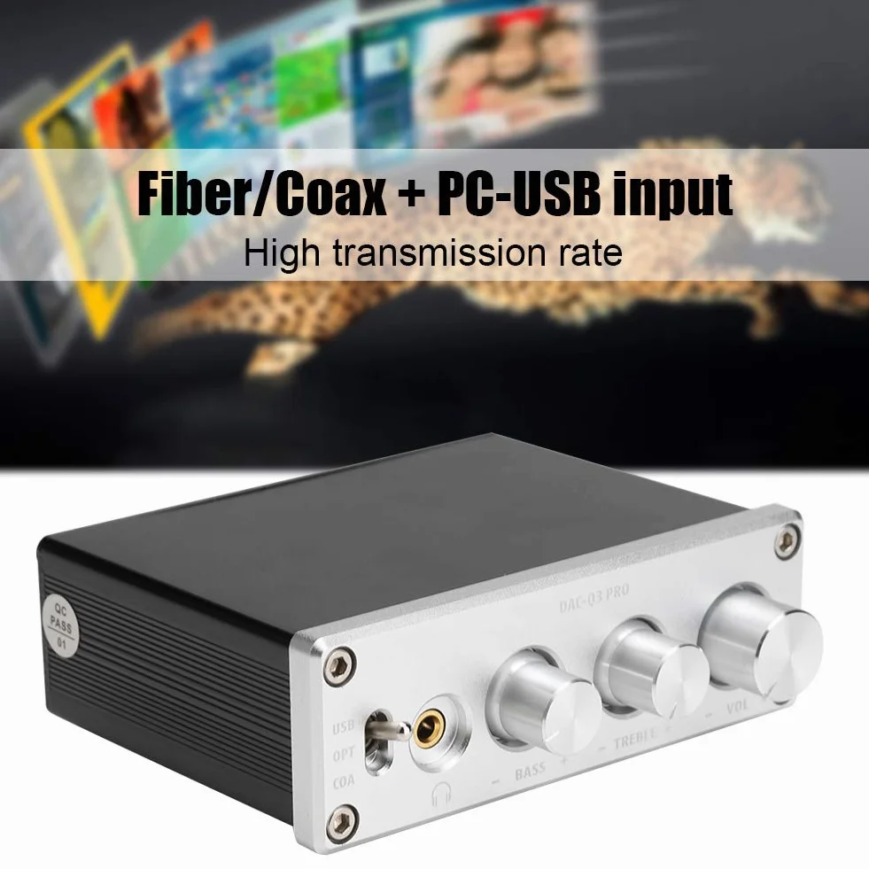 Włókno/Coax + PC-USB wejście DAC dekoder, ze wzmacniaczem słuchawek wsparcie dekodowania audio dla słuchawek 3,5 mm (srebrny)