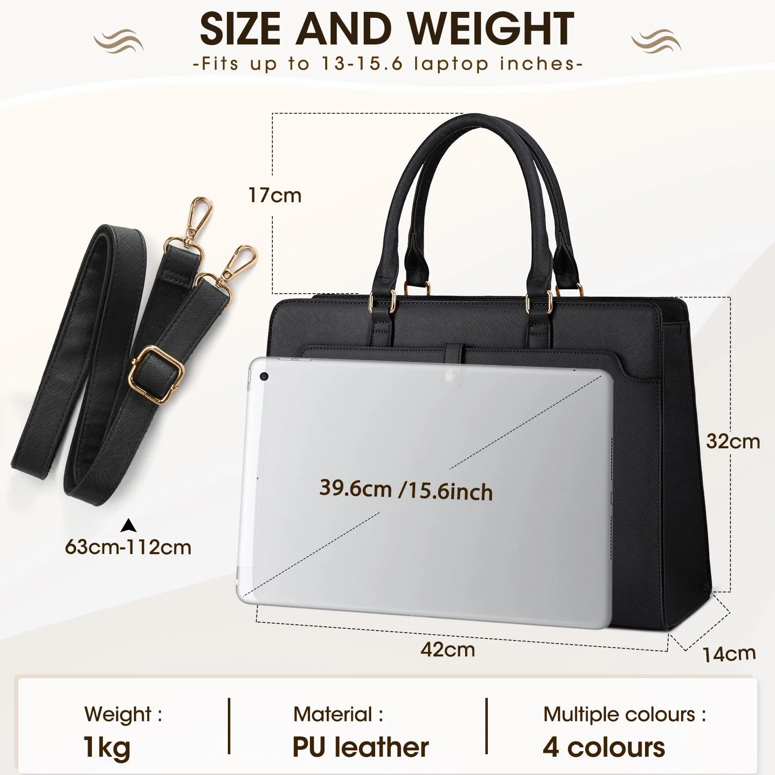 RAINSMORE Torebka damska Shopper torba damska duża 15,6 cala