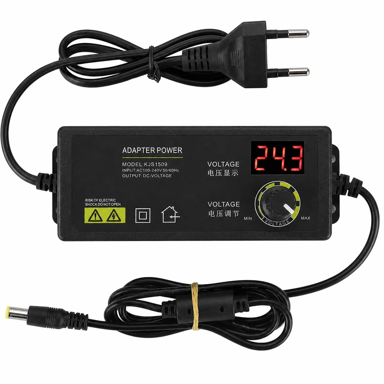 VOBOR Uniwersalny zasilacz AC 100-240 V, 3-36 V, regulowany, 1,7 A wyjście antyzakłócające do monitora LCD, listwy świetlnej LED, silnika