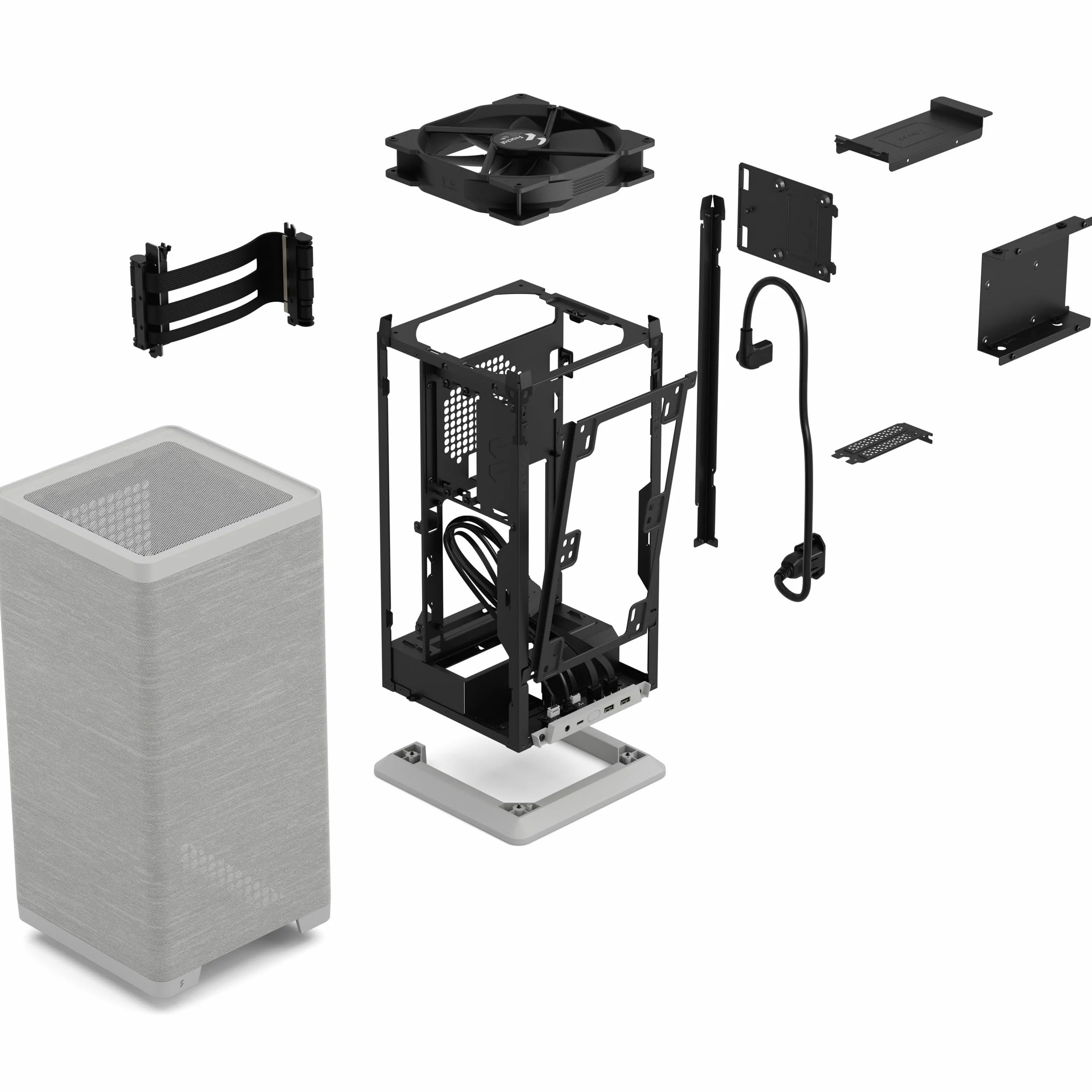 Fractal Design Mood Light Gray PC Case - elegancka konstrukcja tkaniny, górny wentylator 180 mm, ukrywa kartę graficzną 325 mm, kompatybilność z płytą główną m-ITX, łatwy dostęp, wydajne chłodzenie