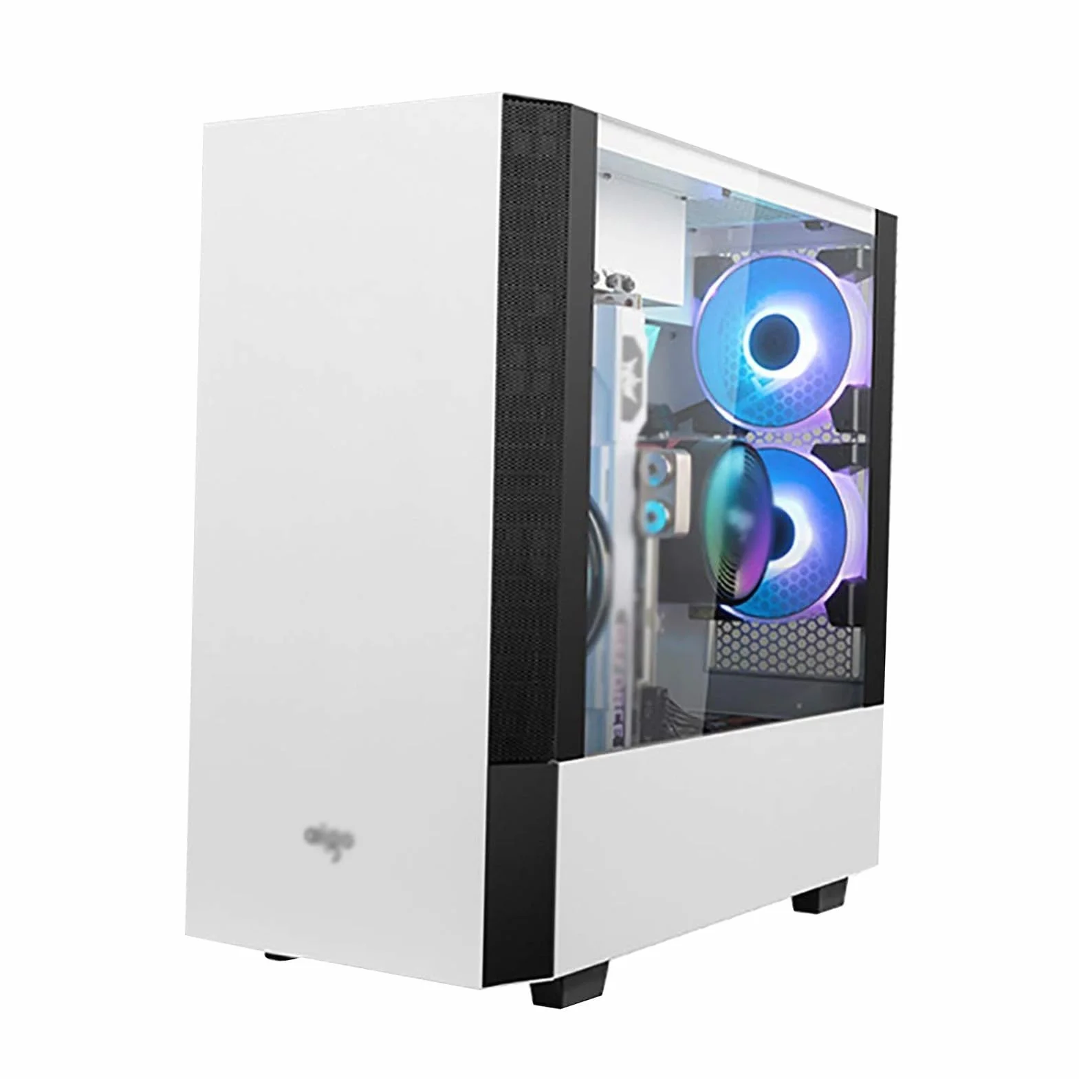 Obudowa komputera Szkło hartowane z pełnymi bokami 5 wentylatorów Obsługuje formaty ATX/M-ATX/ITX Obsługuje chłodzenie wodą Odpowiednie do biura i gier (Size : Style 2)