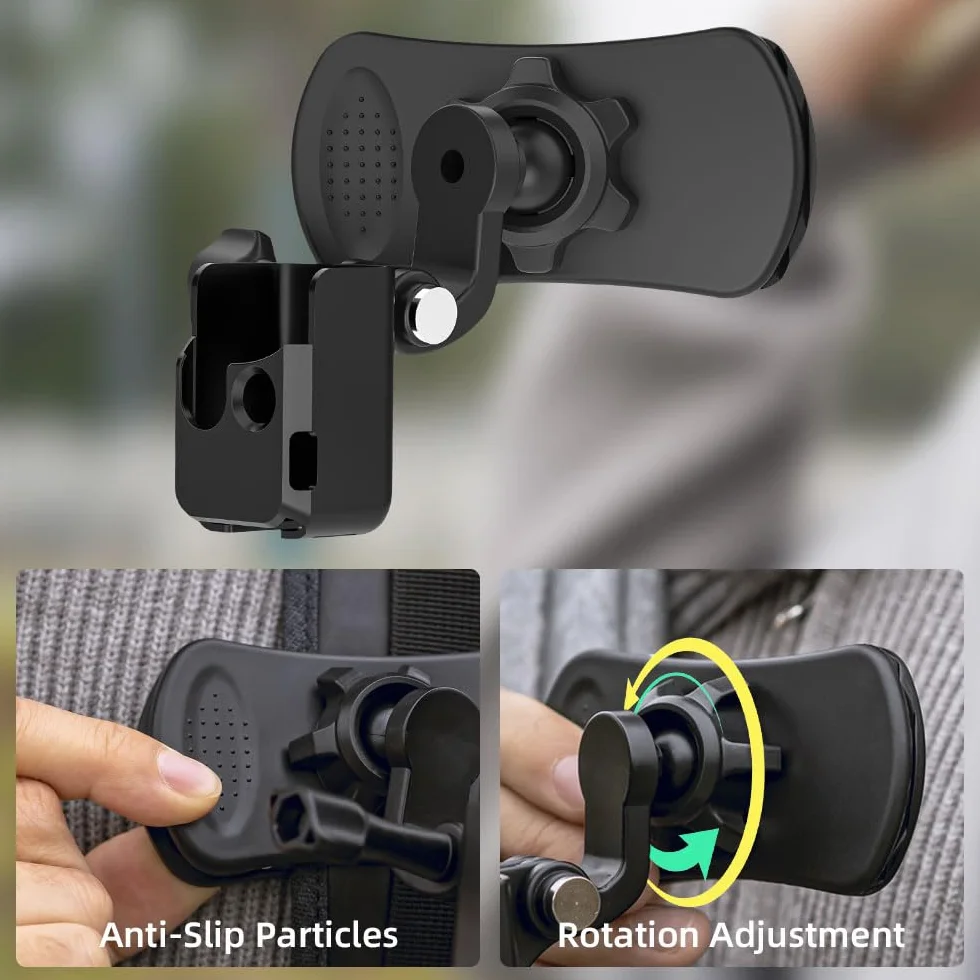 Uchwyt na pasek do plecaka obracany o 360°, uchwyt zaciskowy z rozszerzalną ramą, kompatybilny z DJI Osmo Pocket 3