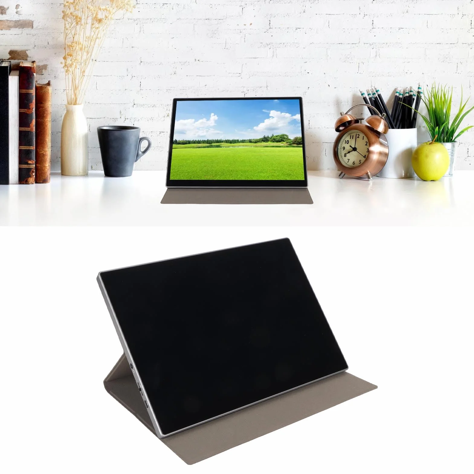 Przenośny Monitor 10,5 Cala, Zewnętrzny Monitor 1080P USB CMonitor do Gier z Ekranem Dotykowym IPS z Etui Ochronnym do Laptopa, Komputera PC, Telefonu, Konsoli PS i Konsoli