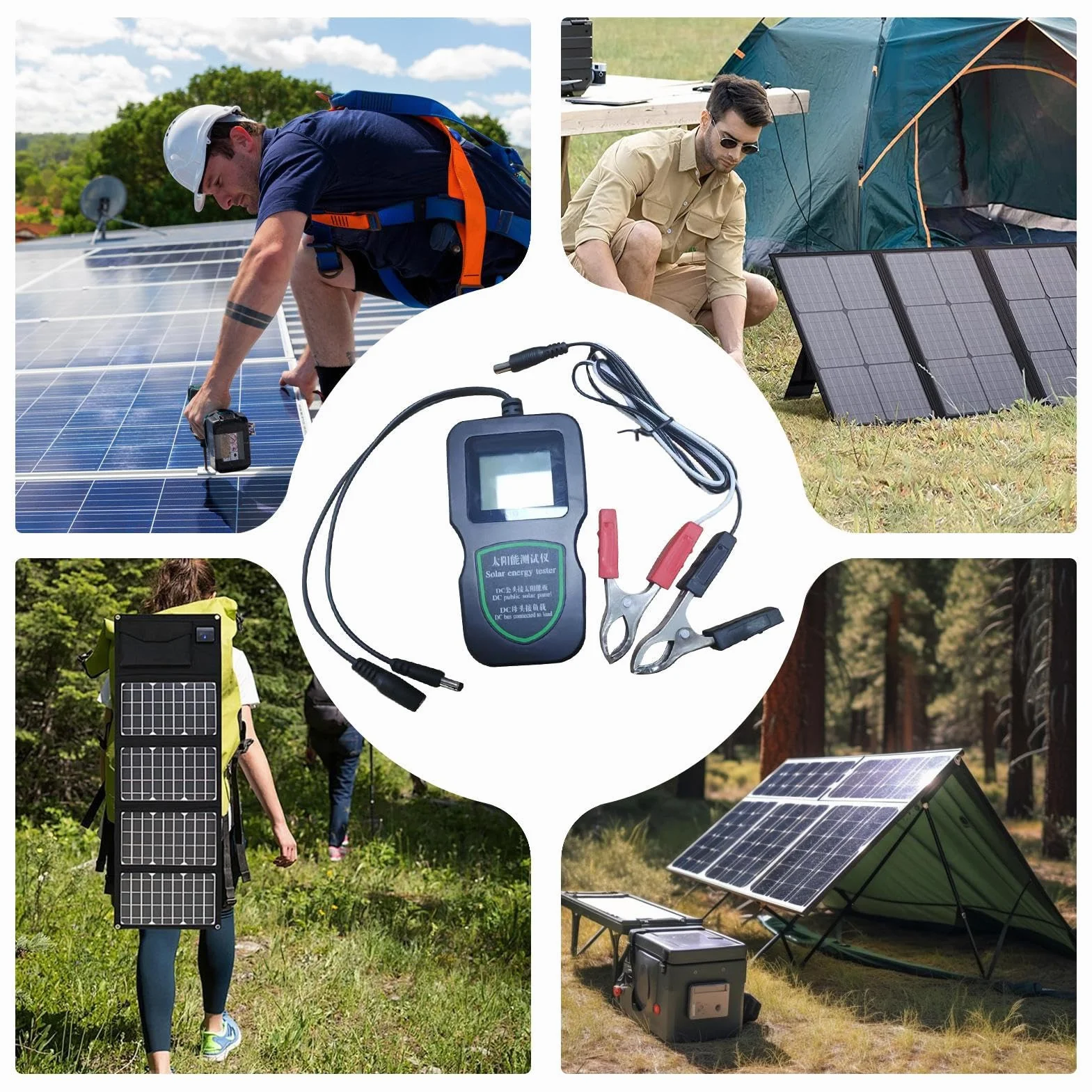 Tester modułu solarnego – ręczne urządzenie do pomiaru energii słonecznej, przenośny tester modułu solarnego do użytku na zewnątrz, ogrodu, rolnictwa, samochodu, lotnictwa, badań