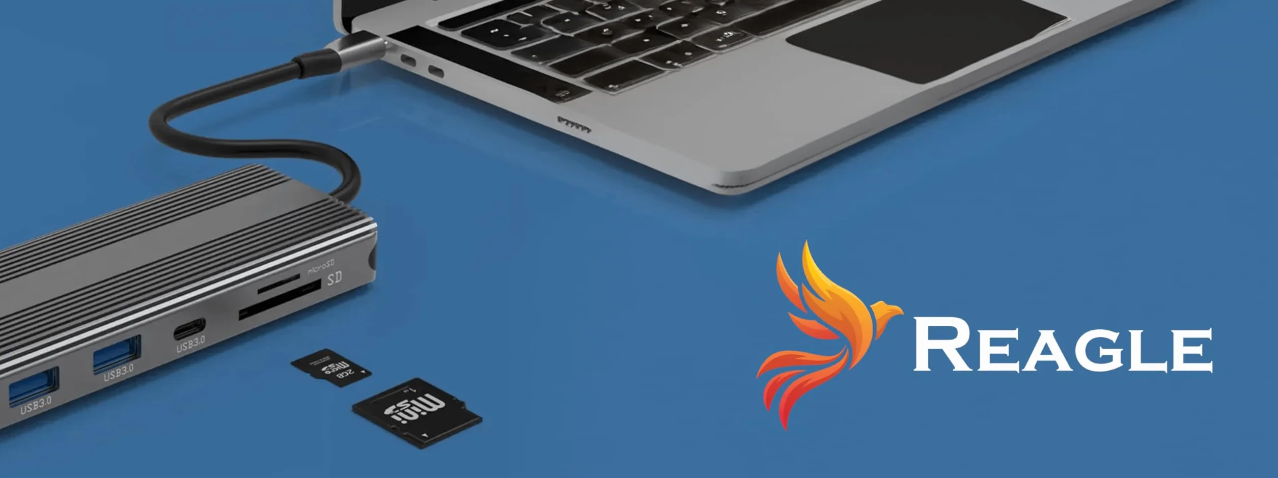 Reagle HUB USB-C 10 w 1 DisplayPort 1.4 HDMI 2.1 8K 30 Hz 4K 144 Hz 5 Gbit/s Display Port Power Delivery 100 W kabel nylonowy oplot powlekany Plug & Play (13 cm)