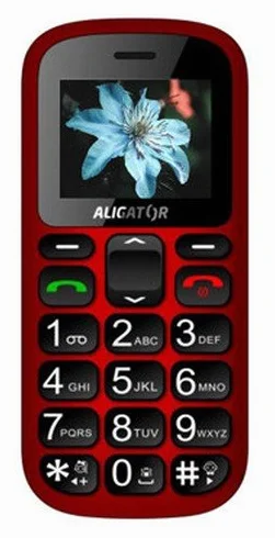 Aligator A321 telefon komórkowy dla seniorów z przyciskiem SOS i lokalizatorem czerwony