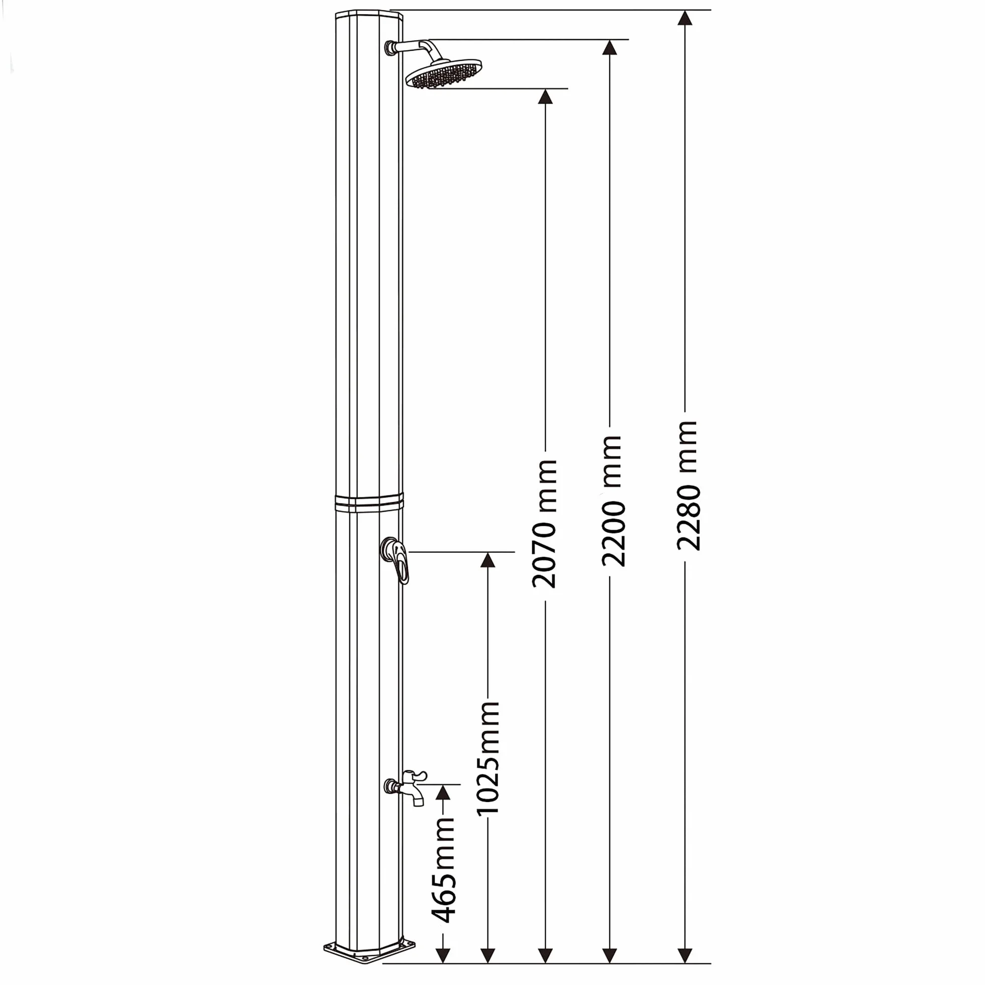 Prysznic solarny Taree z kranem 60L srebrny 60°C